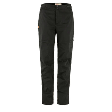 Fjallraven Womens Abisko Hike Zip-Off Trousers Reg Leg Black - Parasol Store