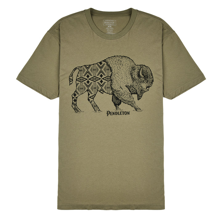 Pendleton Jacquard Bison Graphic Tee Light Olive / Black Pendleton
