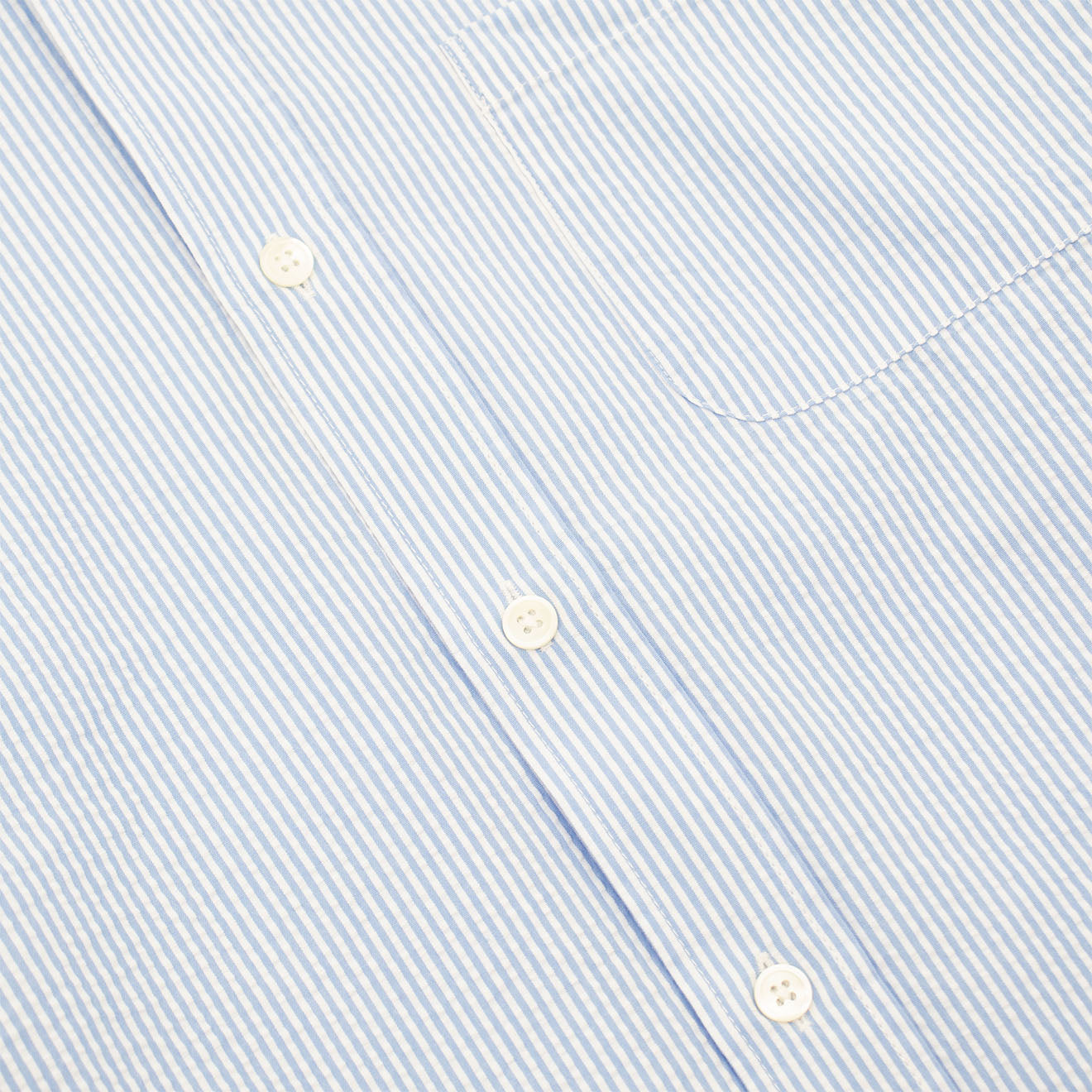 Portuguese Flannel L/S Seersucker Atlantico Shirt Stripe Blue - Parasol Store