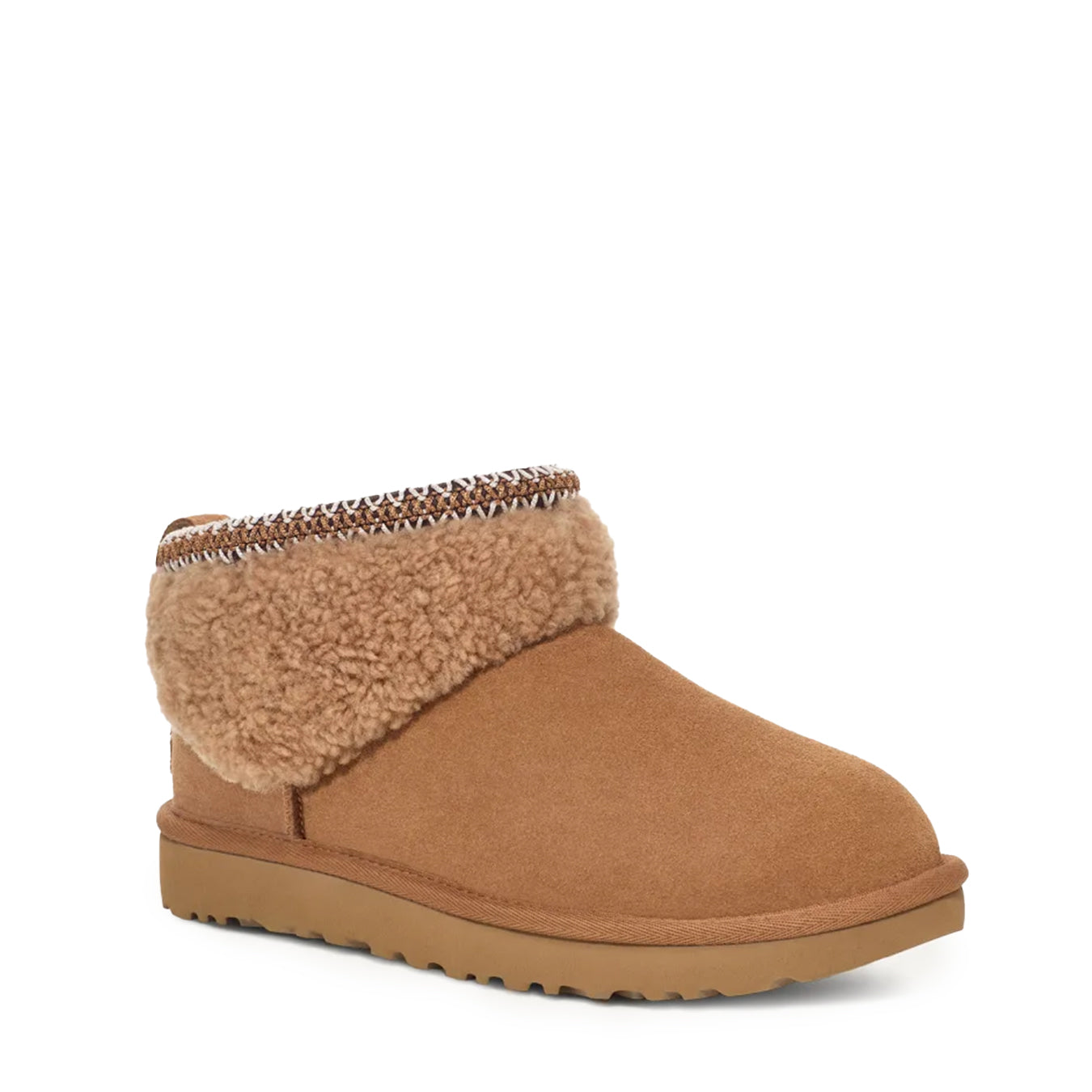 UGG Womens Classic Ultra Mini Maxi Curly Boot Chestnut - Parasol Store