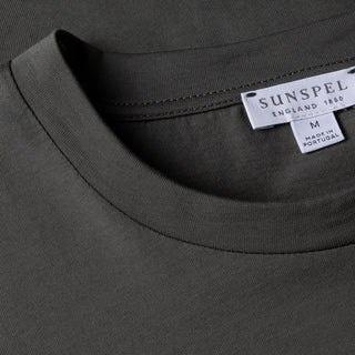 Sunspel Riviera Midweight T-Shirt Drill Green - Parasol Store