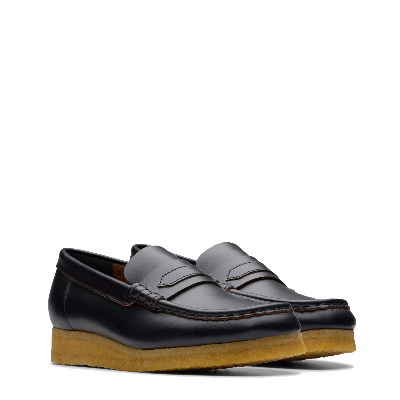 Clarks Originals Womens Wallabee Loafer Black Smooth Leather - Parasol Store