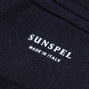 Sunspel Merino Wool Ribbed Socks Navy - Parasol Store