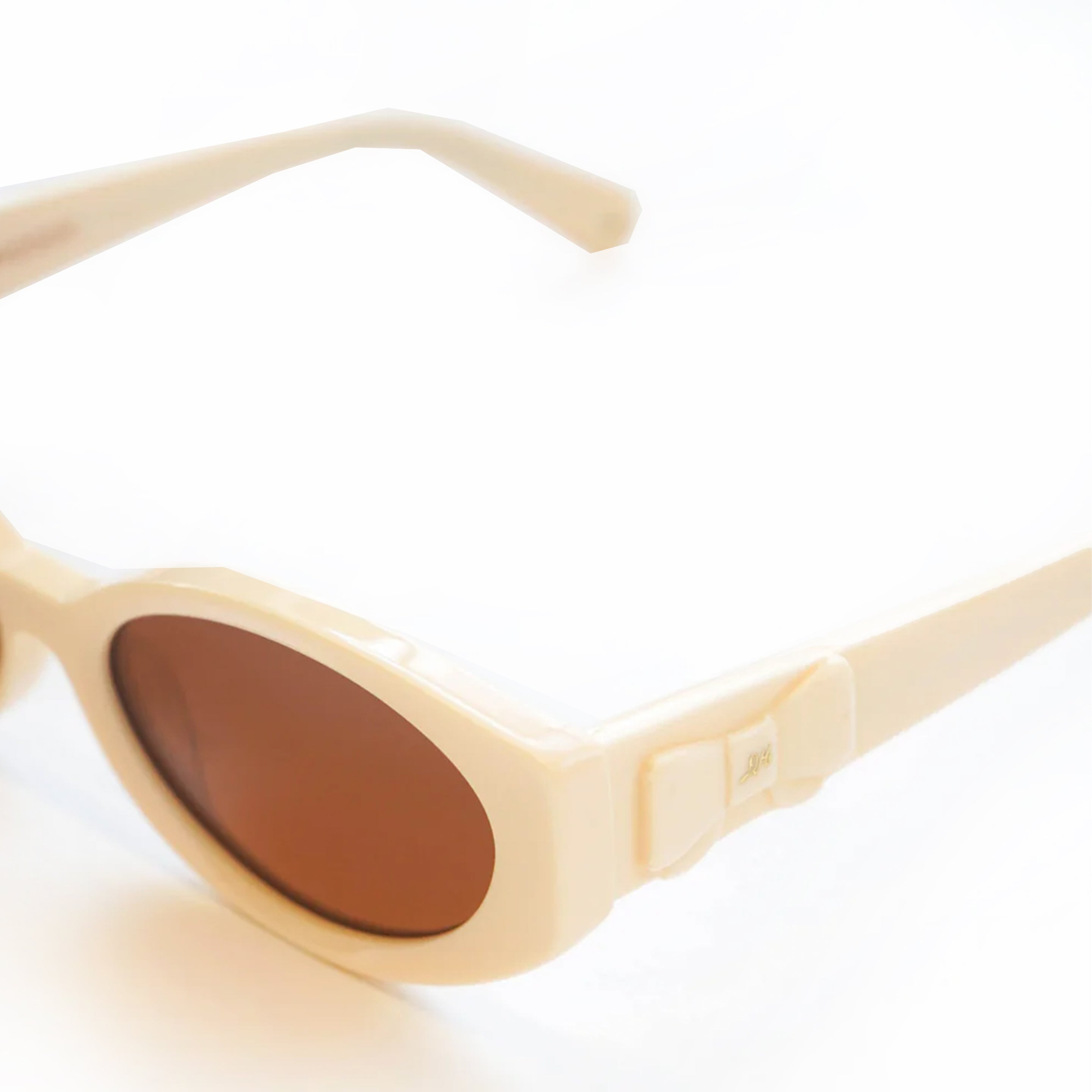 Damson Madder Catty Oval Sunglasses With Bow Detail Bone