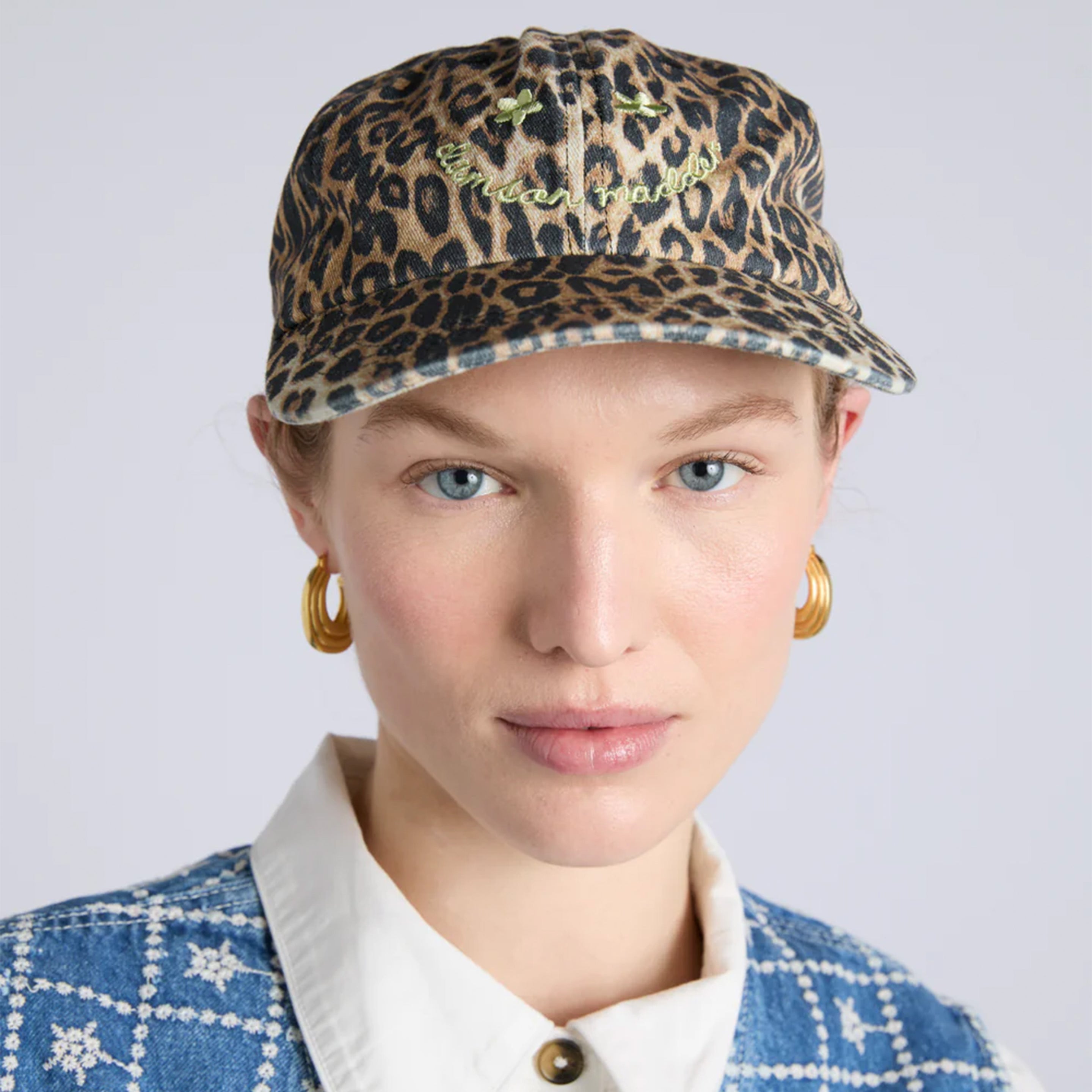 Damson Madder Smiley Cap Washed Leopard Print