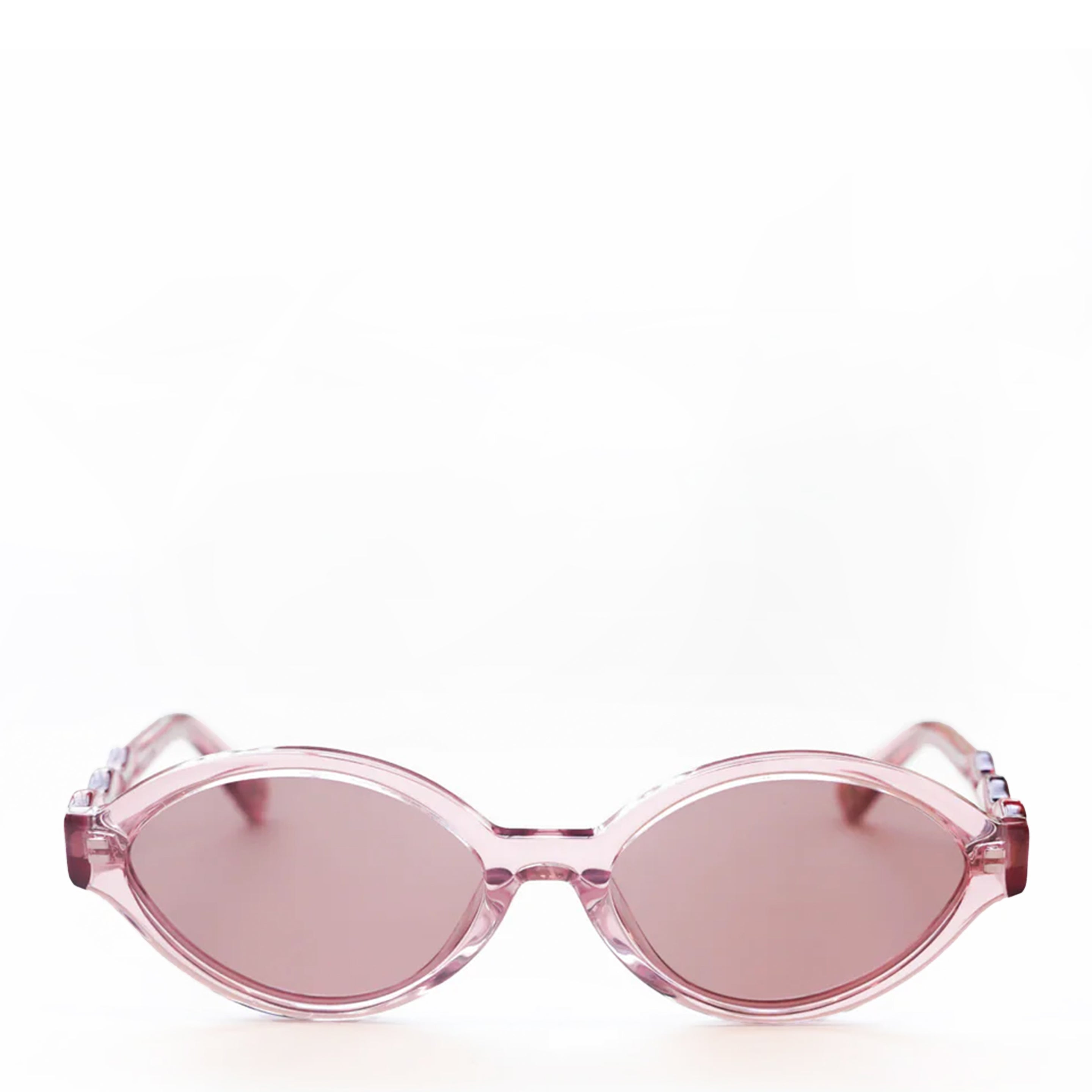 Damson Madder Slim Oval Preppy Sunglasses With Wavy Temple Pink