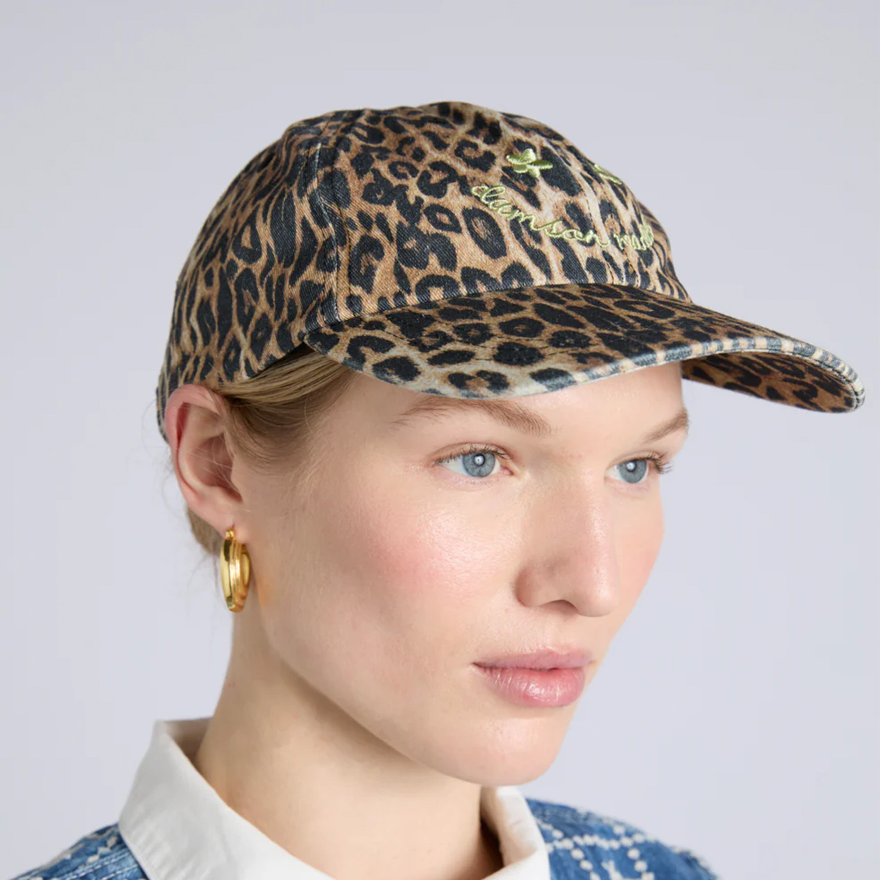 Damson Madder Smiley Cap Washed Leopard Print