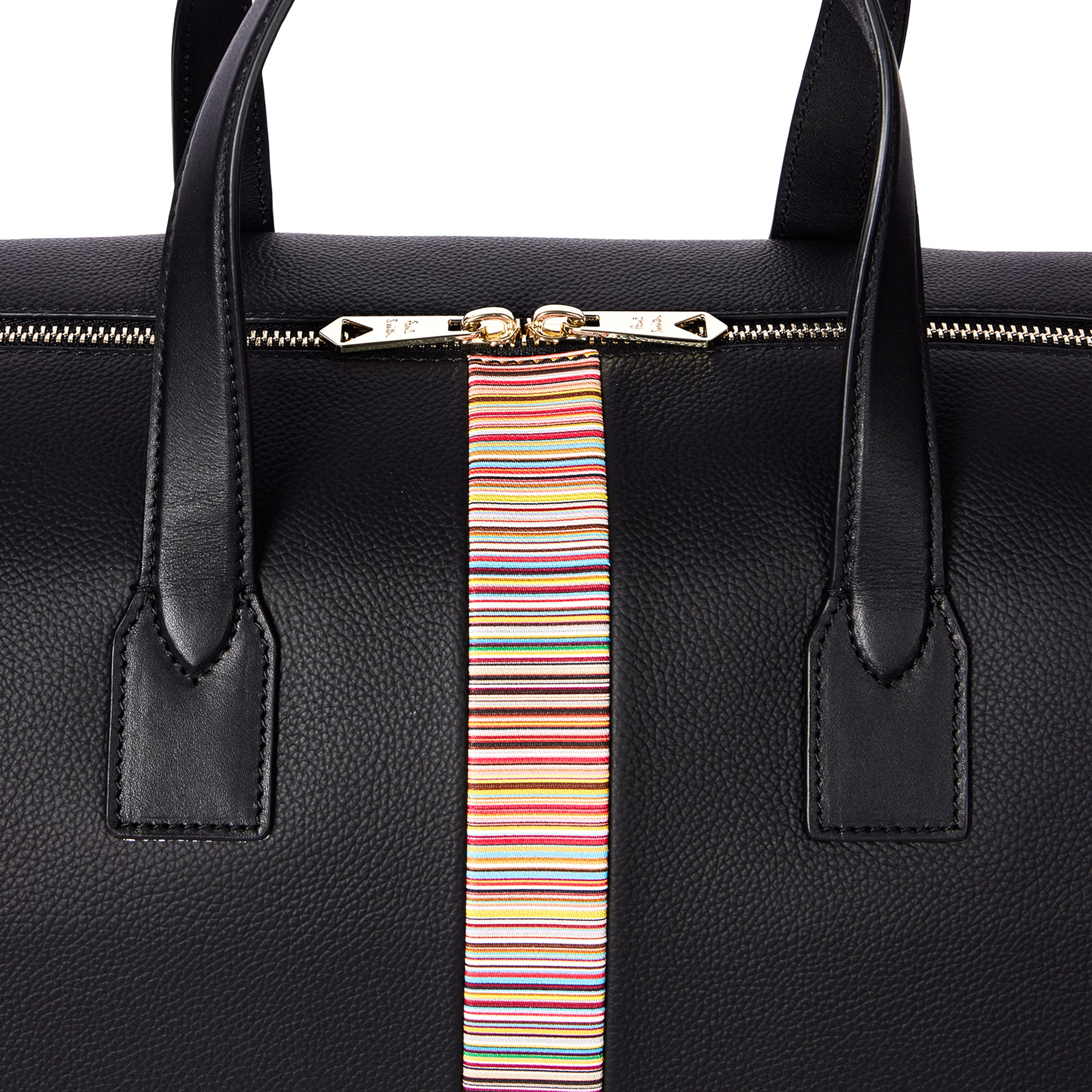 Paul Smith Leather Signature Stripe Holdall Black - Parasol Store