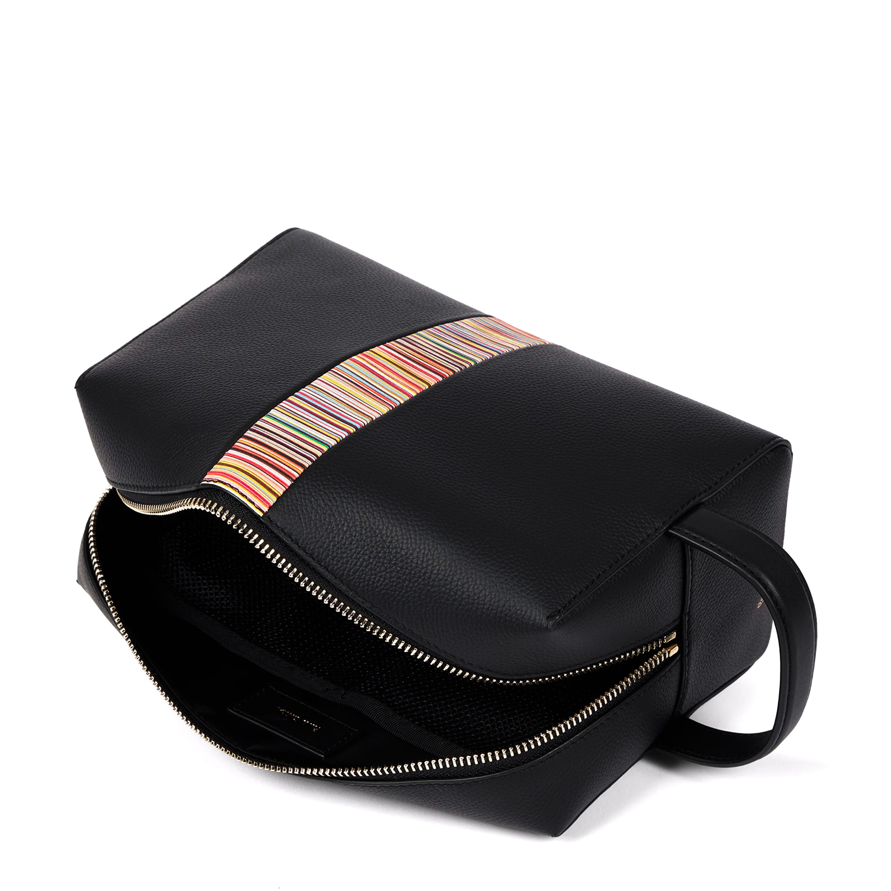 Paul Smith Leather Signature Stripe Wash Bag Black - Parasol Store