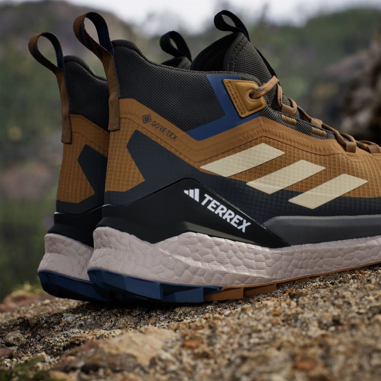 Adidas Terrex Free Hiker Shoes 2 Brown / Black / Blue - Parasol Store