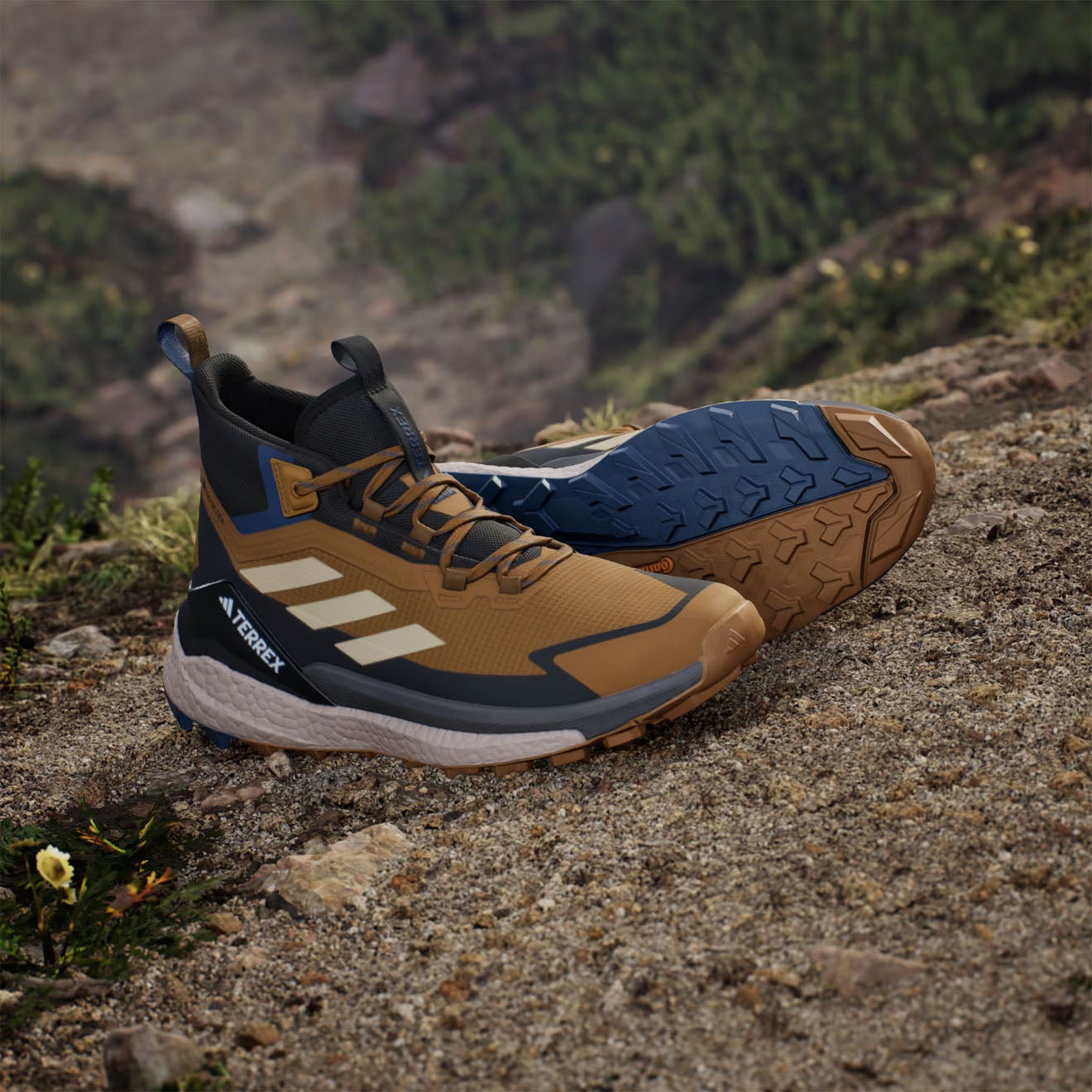 Adidas Terrex Free Hiker Shoes 2 Brown / Black / Blue - Parasol Store