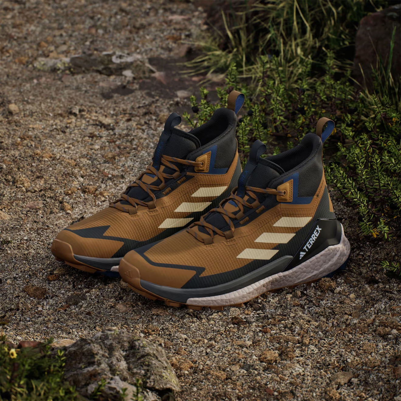 Adidas Terrex Free Hiker Shoes 2 Brown / Black / Blue - Parasol Store