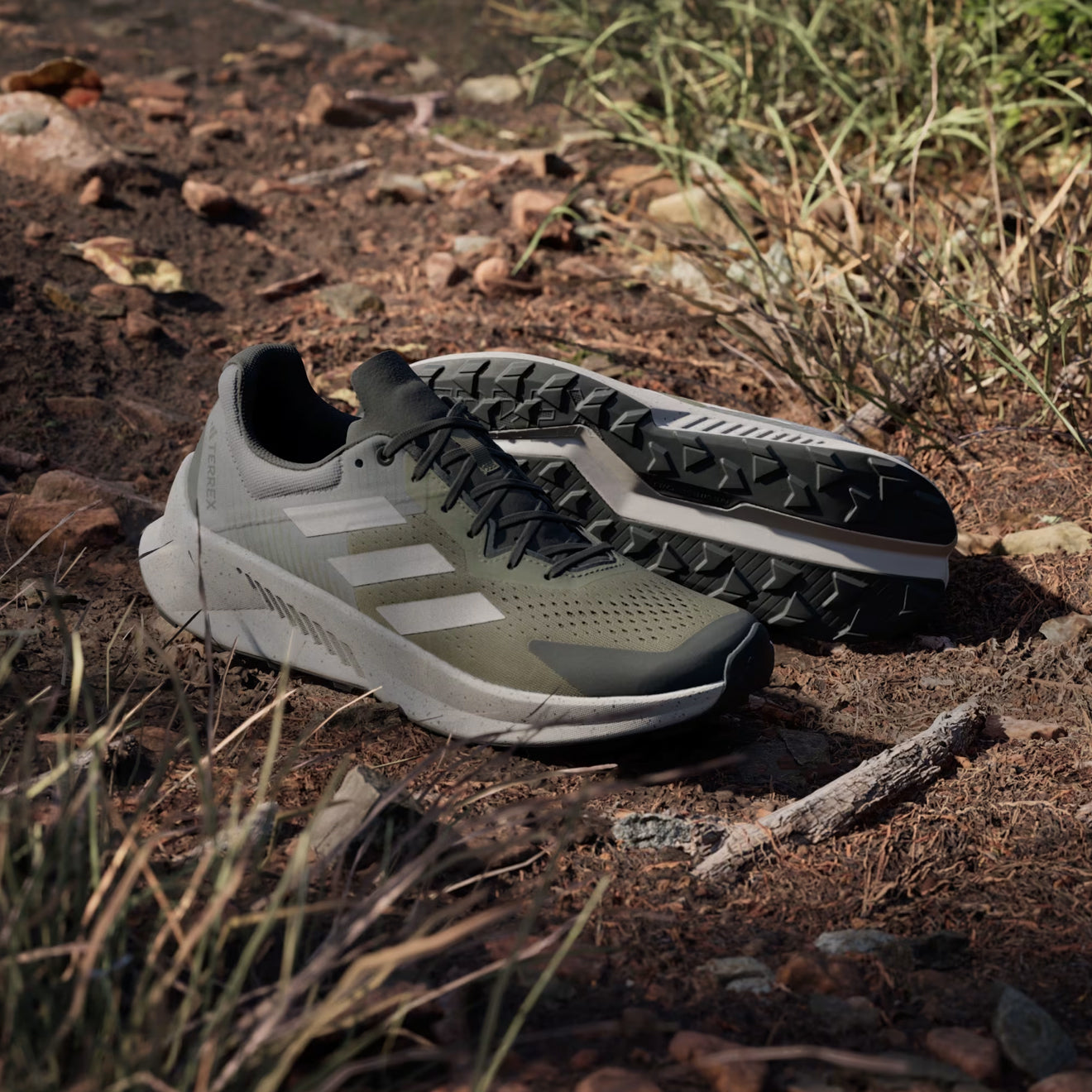 Adidas Terrex Soulstride Flow Trail Running Shoe Olive Strata / Wonder Beige / Charcoal - Parasol Store