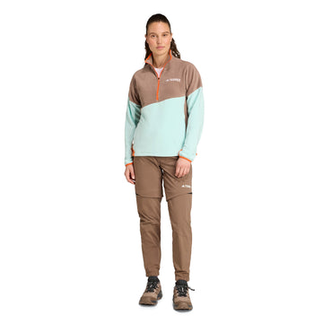 Adidas Terrex Womens MT Fleece Anorak Trace Brown / Semi Flash Aqua / Semi Impact Orange - Parasol Store