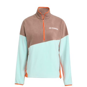Adidas Terrex Womens MT Fleece Anorak Trace Brown / Semi Flash Aqua / Semi Impact Orange - Parasol Store