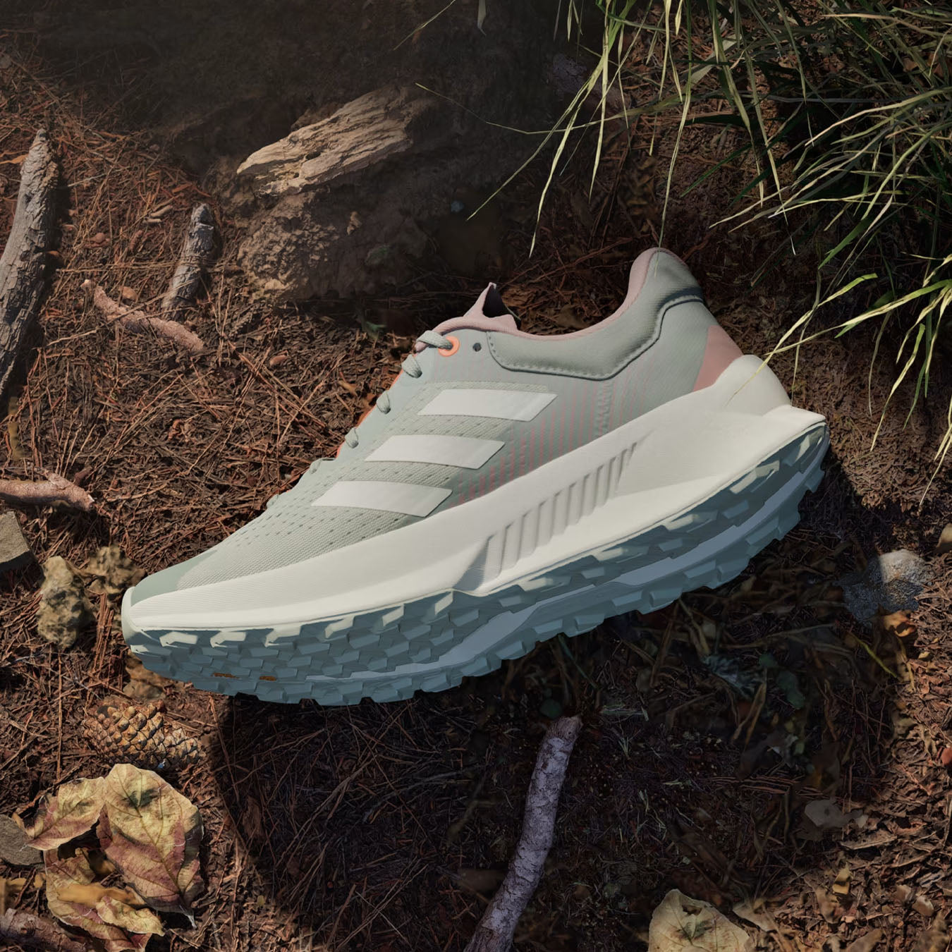 Adidas Terrex Womens Soulstride Flow Trail Running Shoe Linen Green / Off White / Silver Green - Parasol Store
