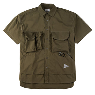 And Wander Multi Pocket S/S Shirt Khaki - Parasol Store