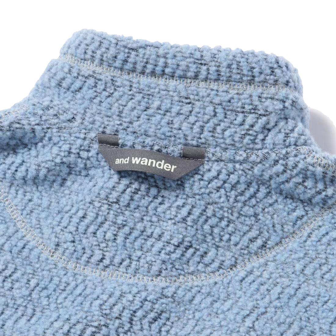 And Wander Womens Re Wool Jq Stand Zip Light Blue - Parasol Store