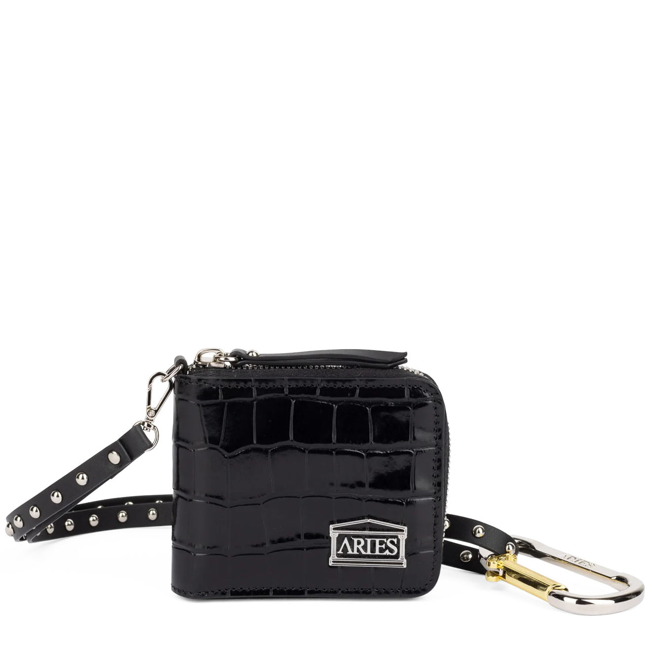 Aries Croc Studded Bobby Wallet Black - Parasol Store