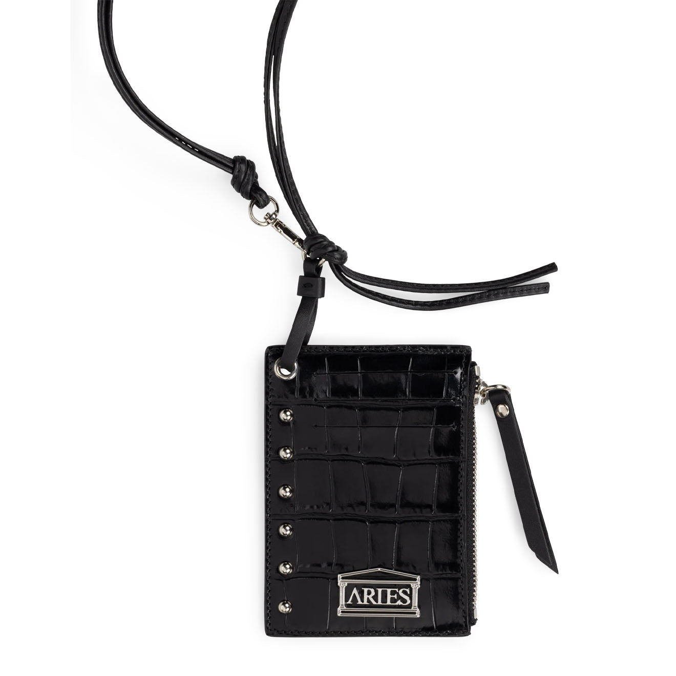 Aries Croc Studded Card Holder Black - Parasol Store