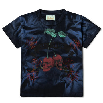 Aries Womens Sprayed Trash Cherries SS Tee Black - Parasol Store
