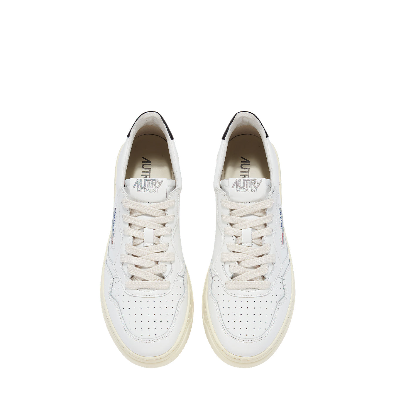 Autry Womens Medalist Low Trainer Leather / Leather - White / Black Tab - Parasol Store