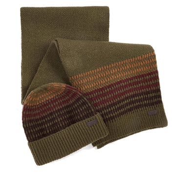 Barbour Branton Beanie & Scarf Gift Set Army Green - Parasol Store