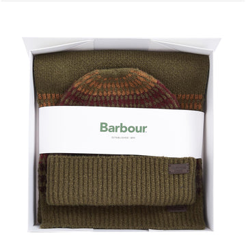 Barbour Branton Beanie & Scarf Gift Set Army Green - Parasol Store
