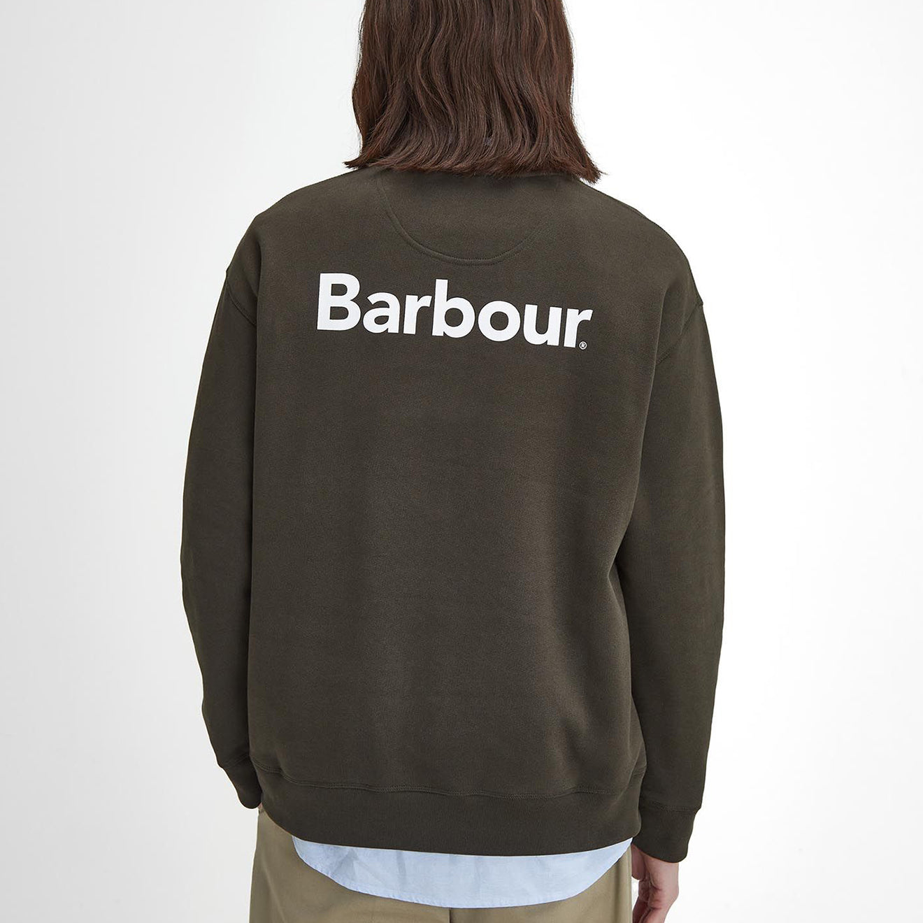 Barbour Brushed Nicholas OS Crew Neck Sweatshirt Sage - Parasol Store