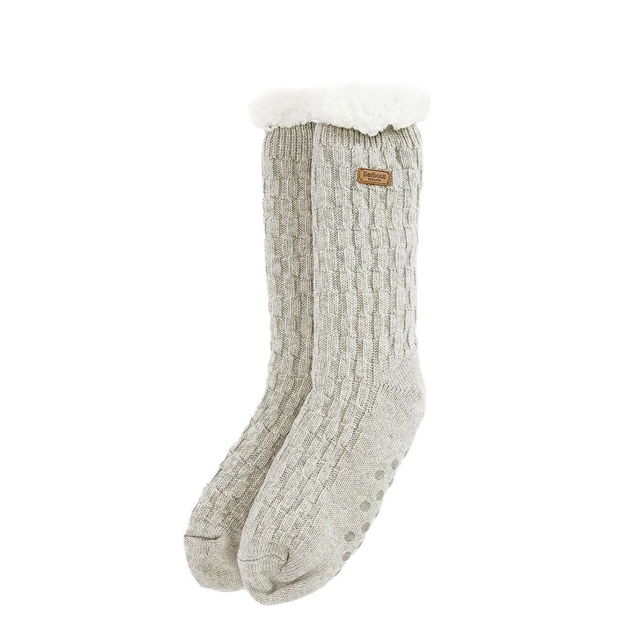 Barbour Cable Knit Lounge Socks Light Grey Marl - Parasol Store