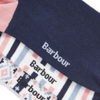 Barbour Claudia Fair Isle Sock Gift Set Pink/Navy - Parasol Store