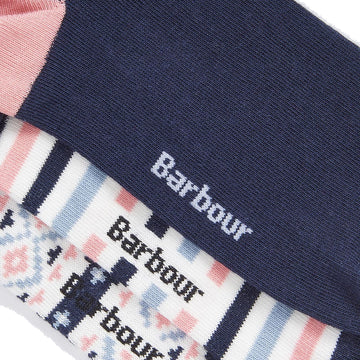 Barbour Claudia Fair Isle Sock Gift Set Pink/Navy - Parasol Store