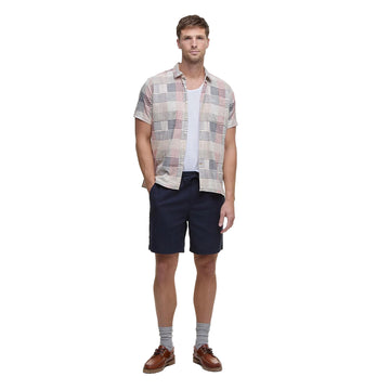 Barbour Cotton Linen Relaxed Short Navy - Parasol Store