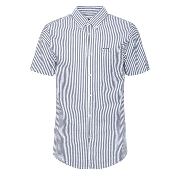 Barbour Cresswell Seersucker Summer Fit Shirt Navy - Parasol Store