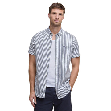 Barbour Cresswell Seersucker Summer Fit Shirt Navy - Parasol Store