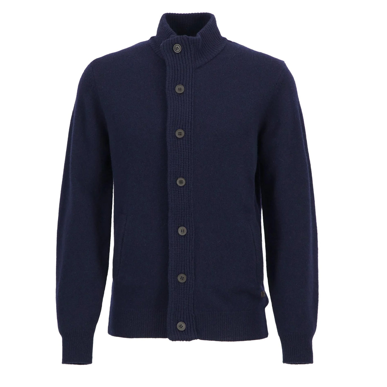 Barbour Essential Patch Zip Through Knitted Jumper Navy - Parasol Store