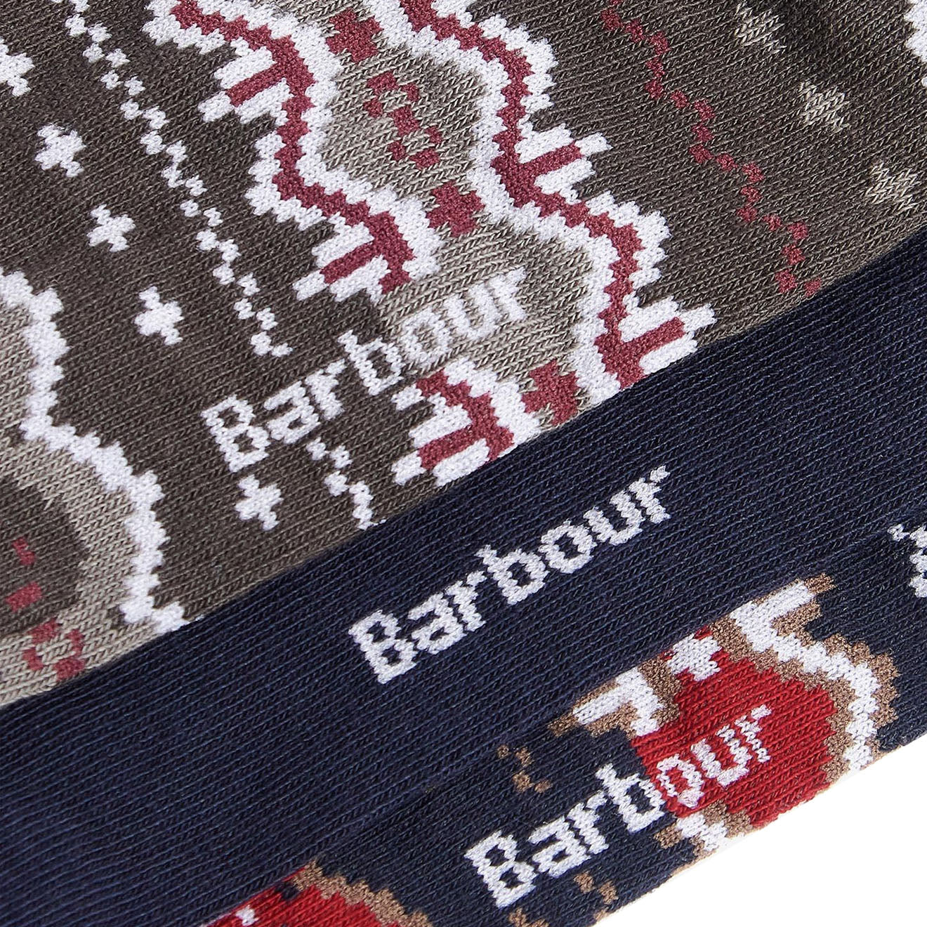 Barbour Fairisle Sock Gift Box Cranberry / Classic Black Slate Mix Barbour