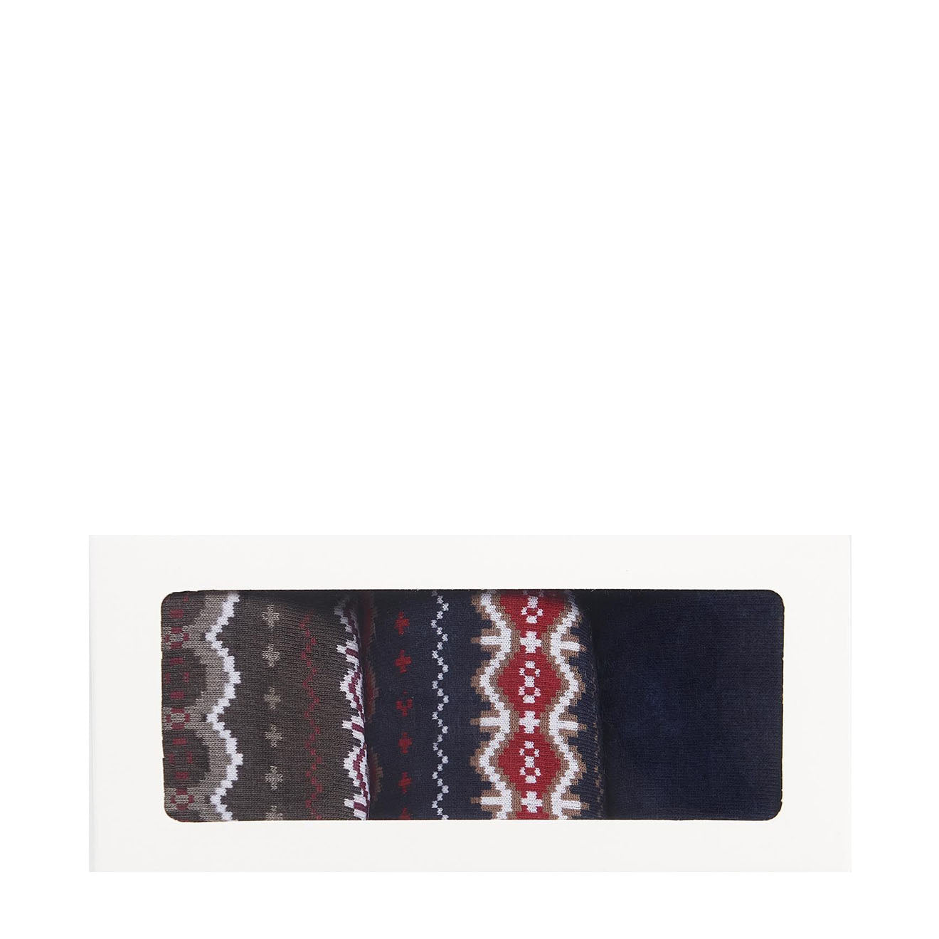 Barbour Fairisle Sock Gift Box Cranberry / Classic Black Slate Mix Barbour