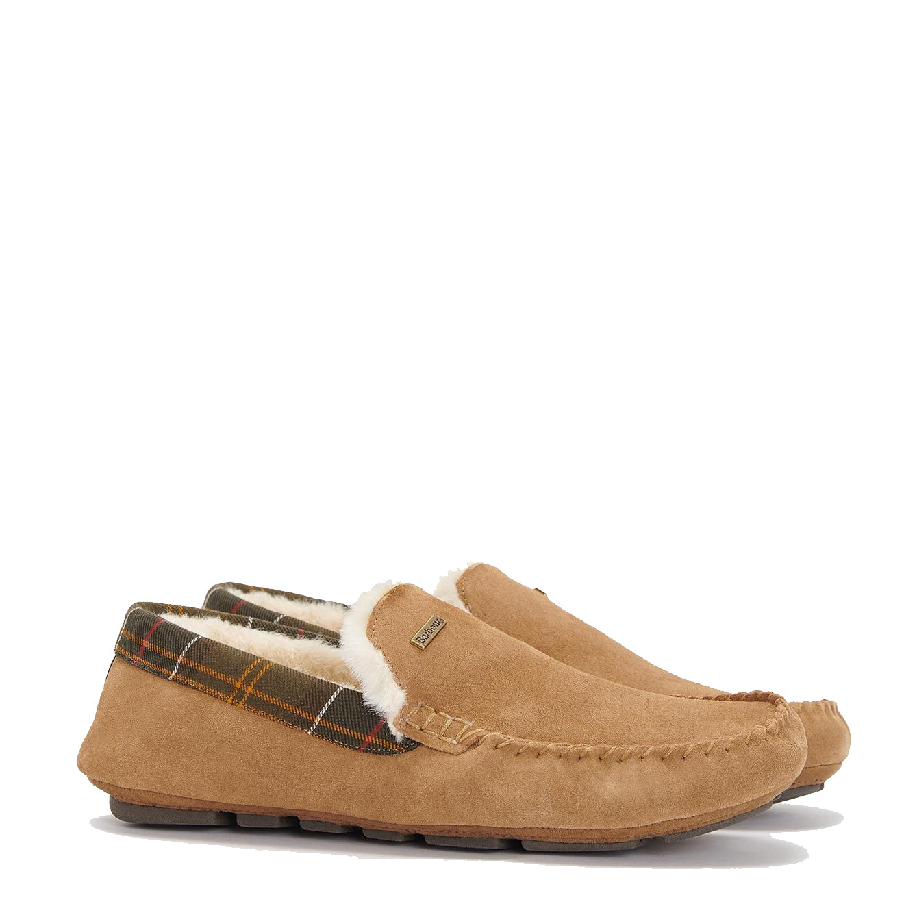 Barbour Monty Moccasin Slipper Camel Suede - Parasol Store