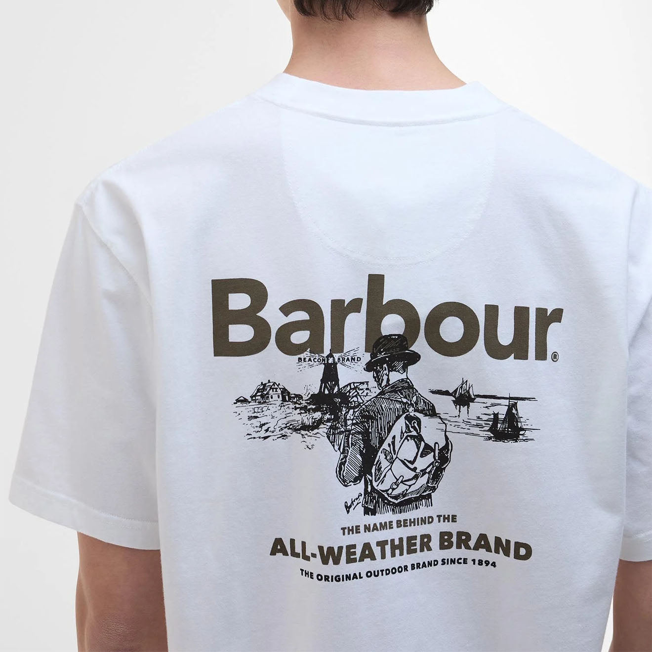 Barbour Outdoors Graphic Fit T-Shirt White - Parasol Store