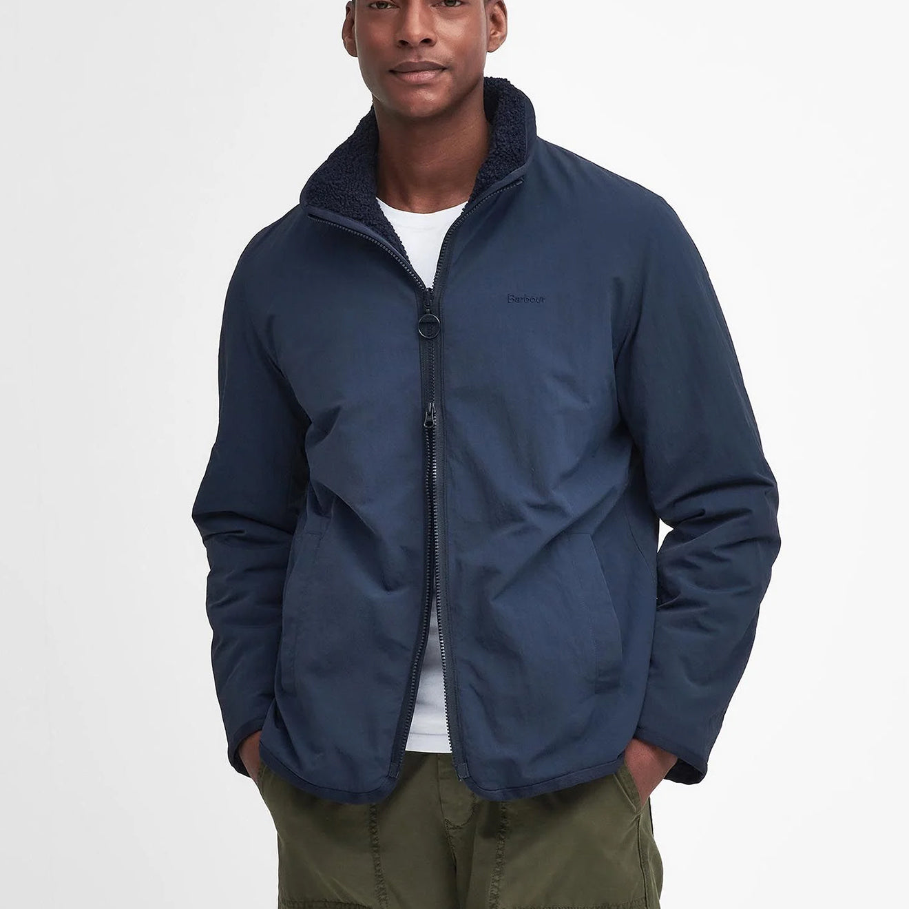 Barbour Reversible Fleece Jacket Navy - Parasol Store