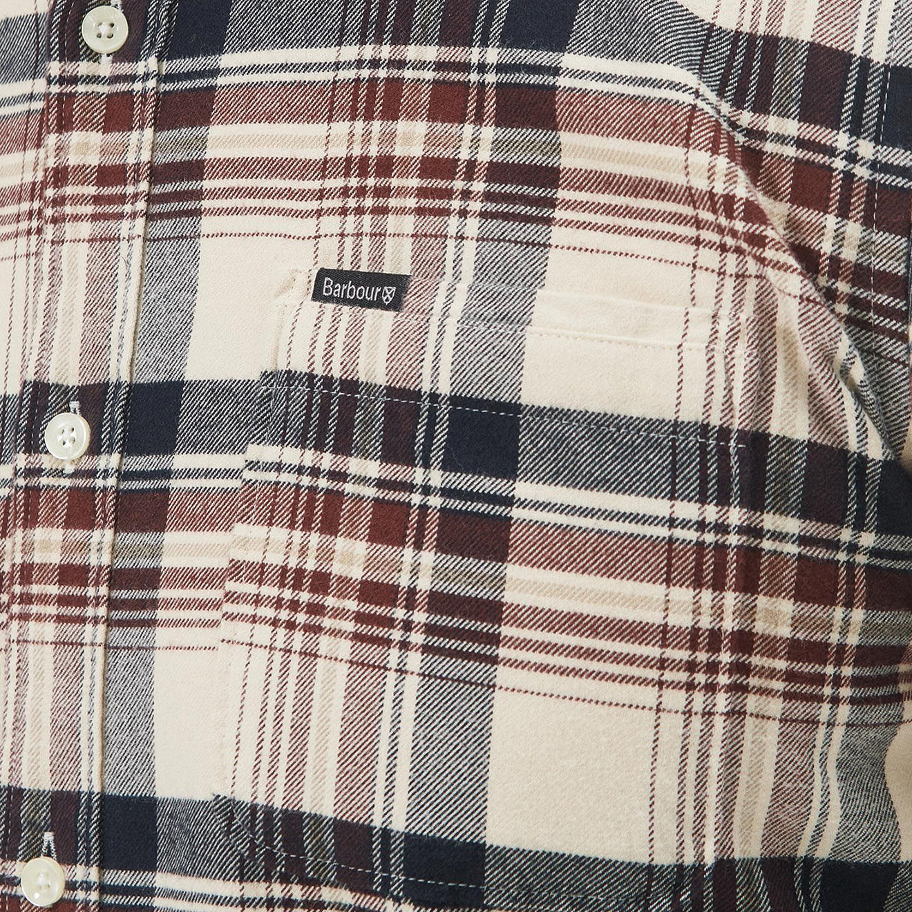 Barbour Shieldton Tailored Checked Shirt Ecru - Parasol Store