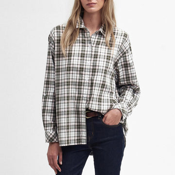 Barbour Womens Angelonia Oversized Shirt Olive Check - Parasol Store