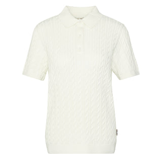 Barbour Womens Hartland Knitted Polo Jumper Cloud - Parasol Store
