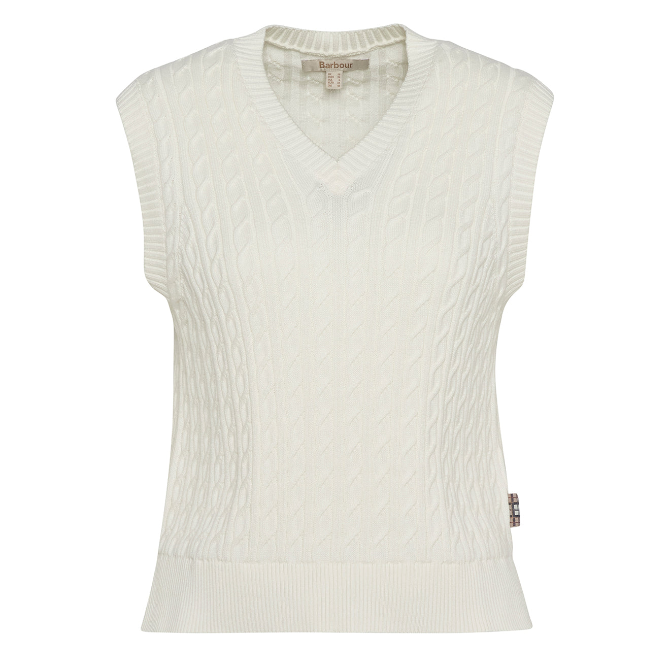 Barbour Womens Hartland Sleeveless Knitted Jumper Cloud - Parasol Store