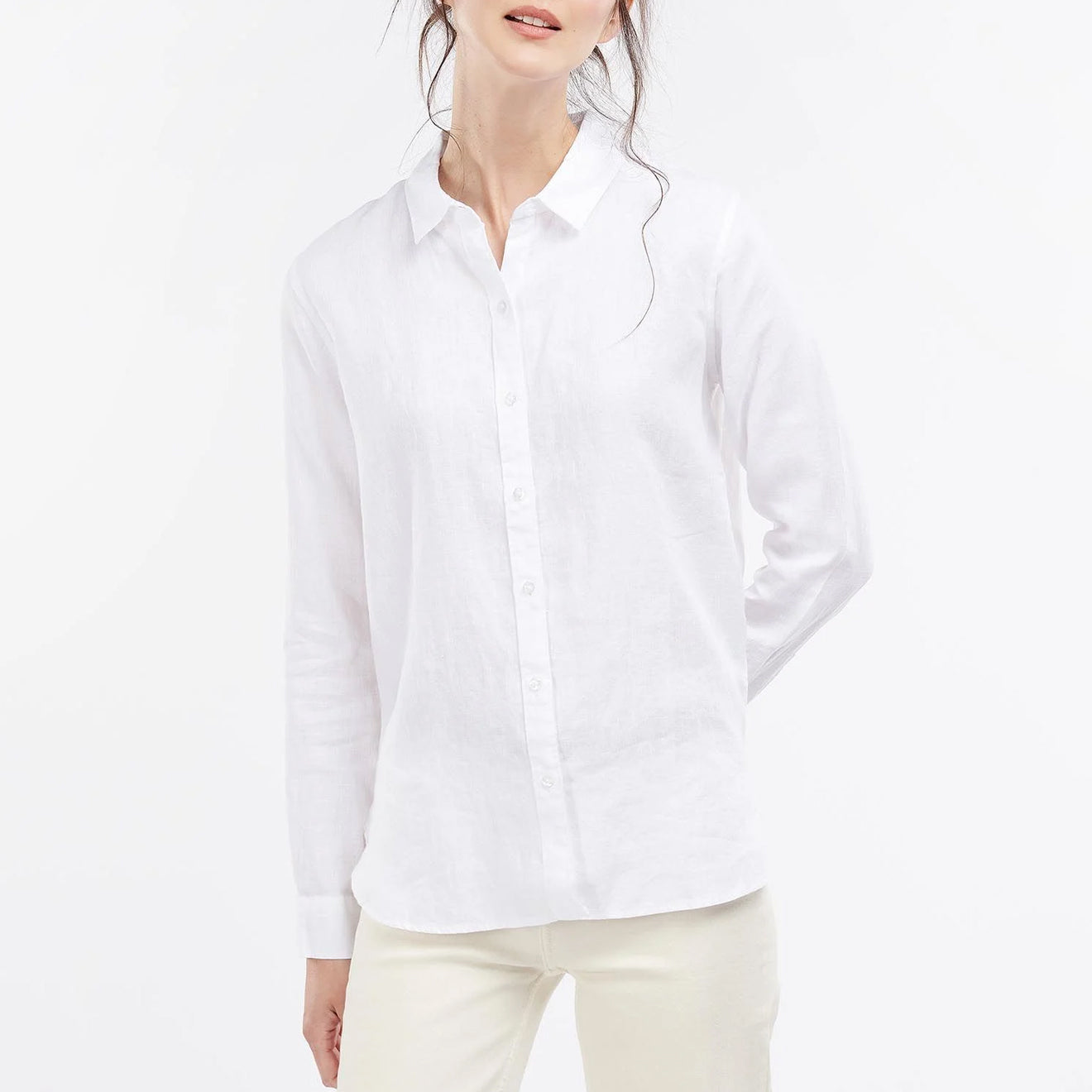 Barbour Womens Marine Relaxed Shirt White - Parasol Store
