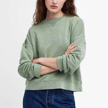 Barbour Womens Sandgate Crew Neck Sweatshirt Nephrite Green Wash - Parasol Store