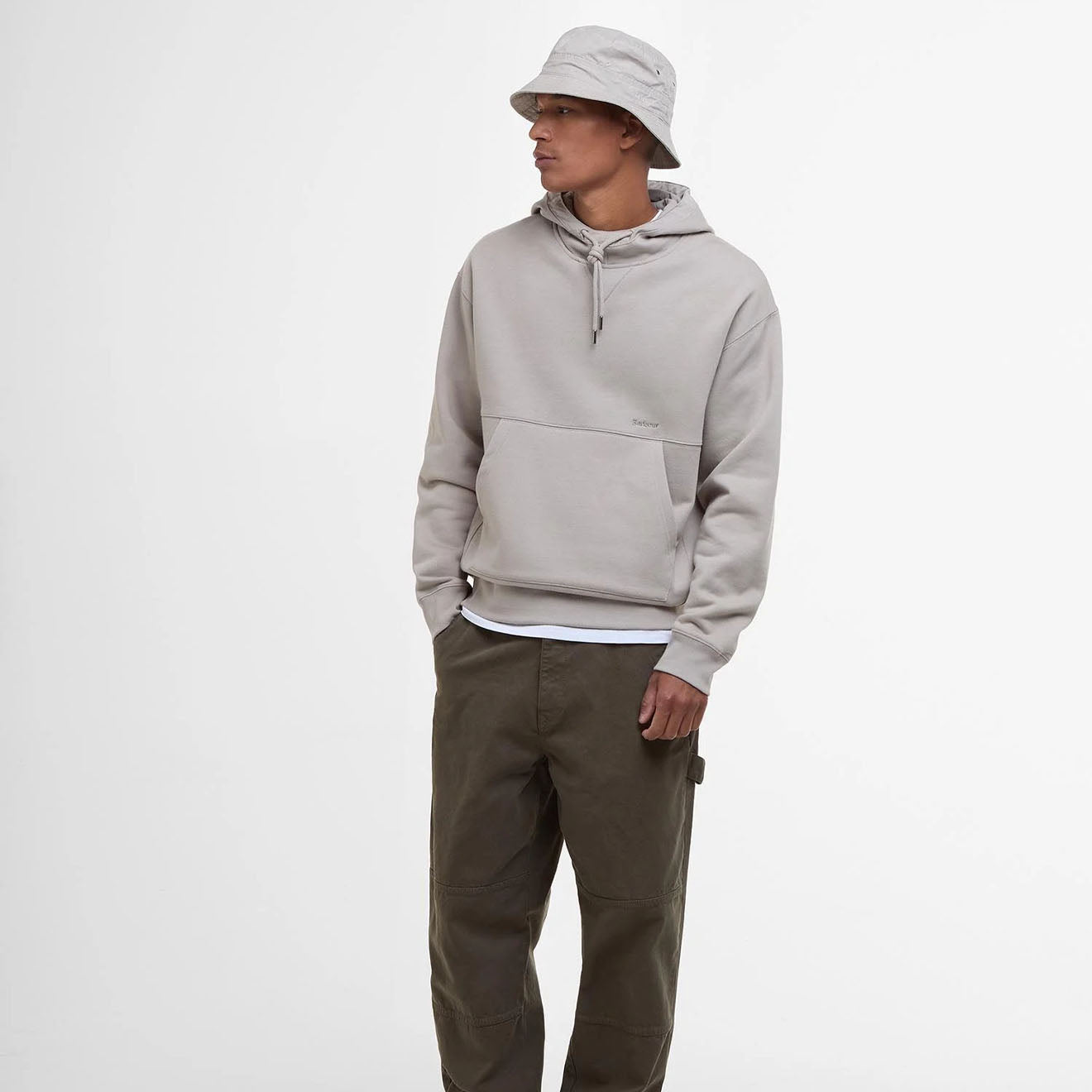 Barbour Yalding Hooded Sweatshirt Concrete - Parasol Store