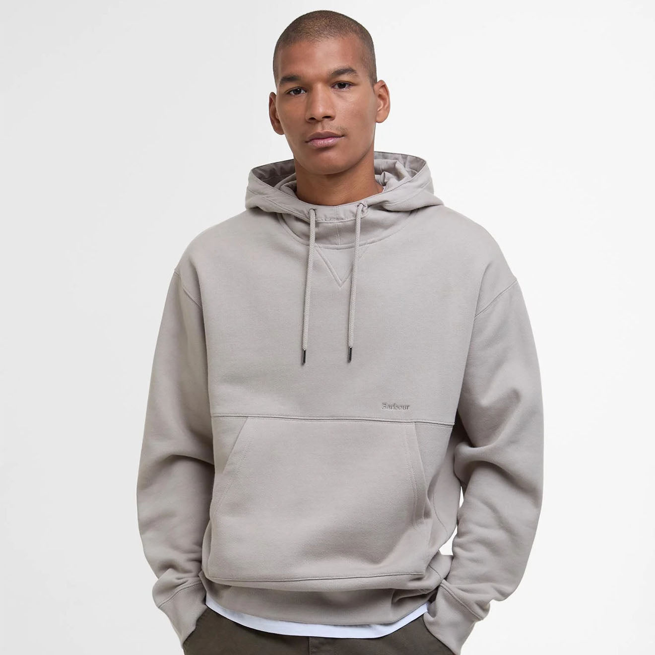 Barbour Yalding Hooded Sweatshirt Concrete - Parasol Store