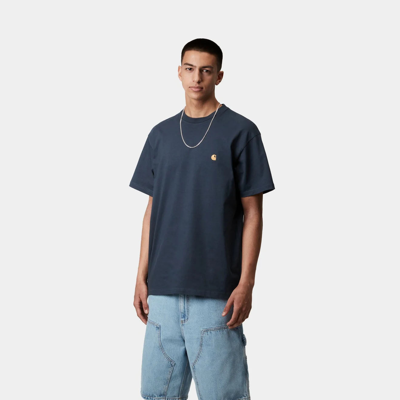 Carhartt WIP S/S Chase T-Shirt Dusky Blue / Gold - Parasol Store